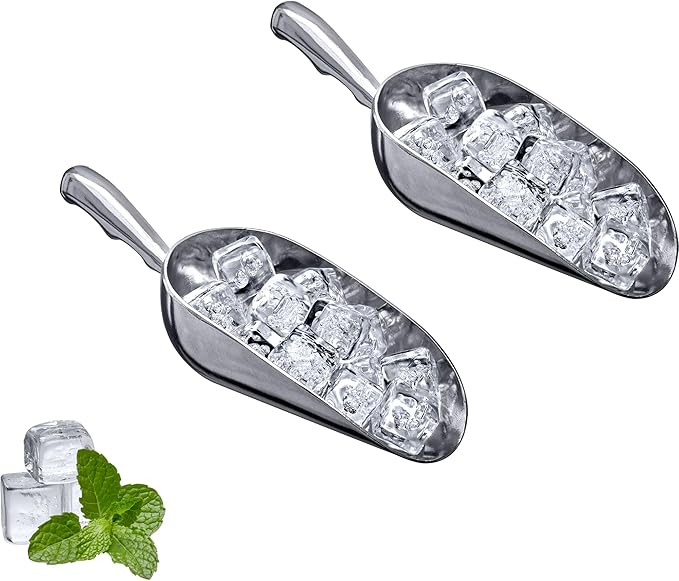 Amazing Abby - Elsa - 24-Ounce Aluminum Ice Scoops (Set of 2), Cast Aluminum Utility Scoops, Food-Grade, Good for Home and Commercial Use, NOT Dishwasher-Safe, Hand-Wash Recommended