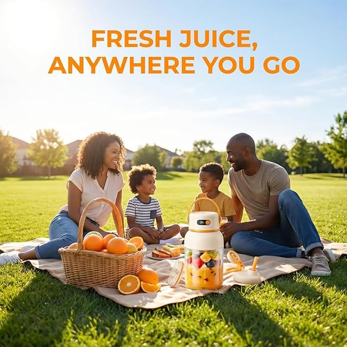 Multifunctional Portable Juicer Cup, Portable Electric Juicer Cup with Zero Cord Hassle, USB-C Rechargeable Travel Juicer for Home, Gym, Office and Outdoor (1000ml, 1)