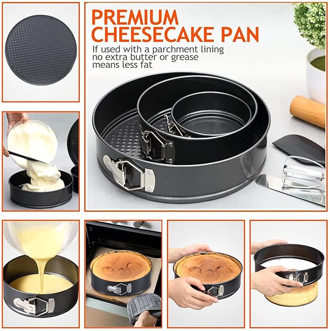 Cake Pan Set, Round Cheesecake Pan, Nonstick Cake Pan with Removable Bottom for Cheesecakes, Yogurt Cakes, Mousse, Coffee Cakes (18/20/22)
