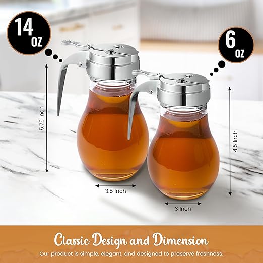 OCS Parts Syrup Dispenser with Lid and Dispensing Thumb Lever | Commercial Grade Liquid Dispensers for Home and Commercial Kitchens