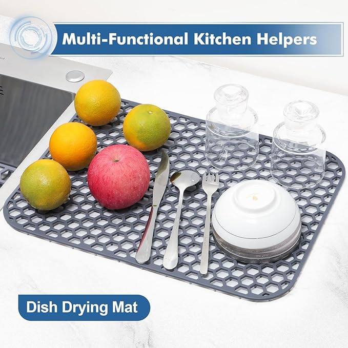 Bestjing Silicone Sink Protector for Kitchen Sink - 16.65''x12.2'' Kitchen Grid Accessory, Non-slip Heat Resistant Grid Dry Mat for Bottom of Porcelain Stainless Steel, Dishwasher Safe