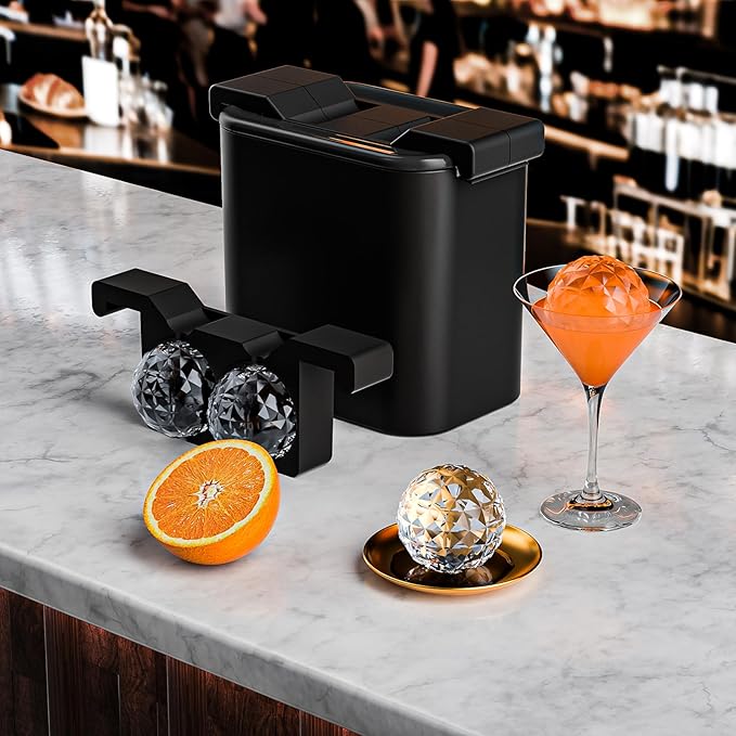 Bangp Premium Clear Ice Ball Maker with Storage Bag,2 Distinctive 2.4" Crystal Clear Ice Balls for Whiskey,Cocktails & Bourbon,Gifts for Men