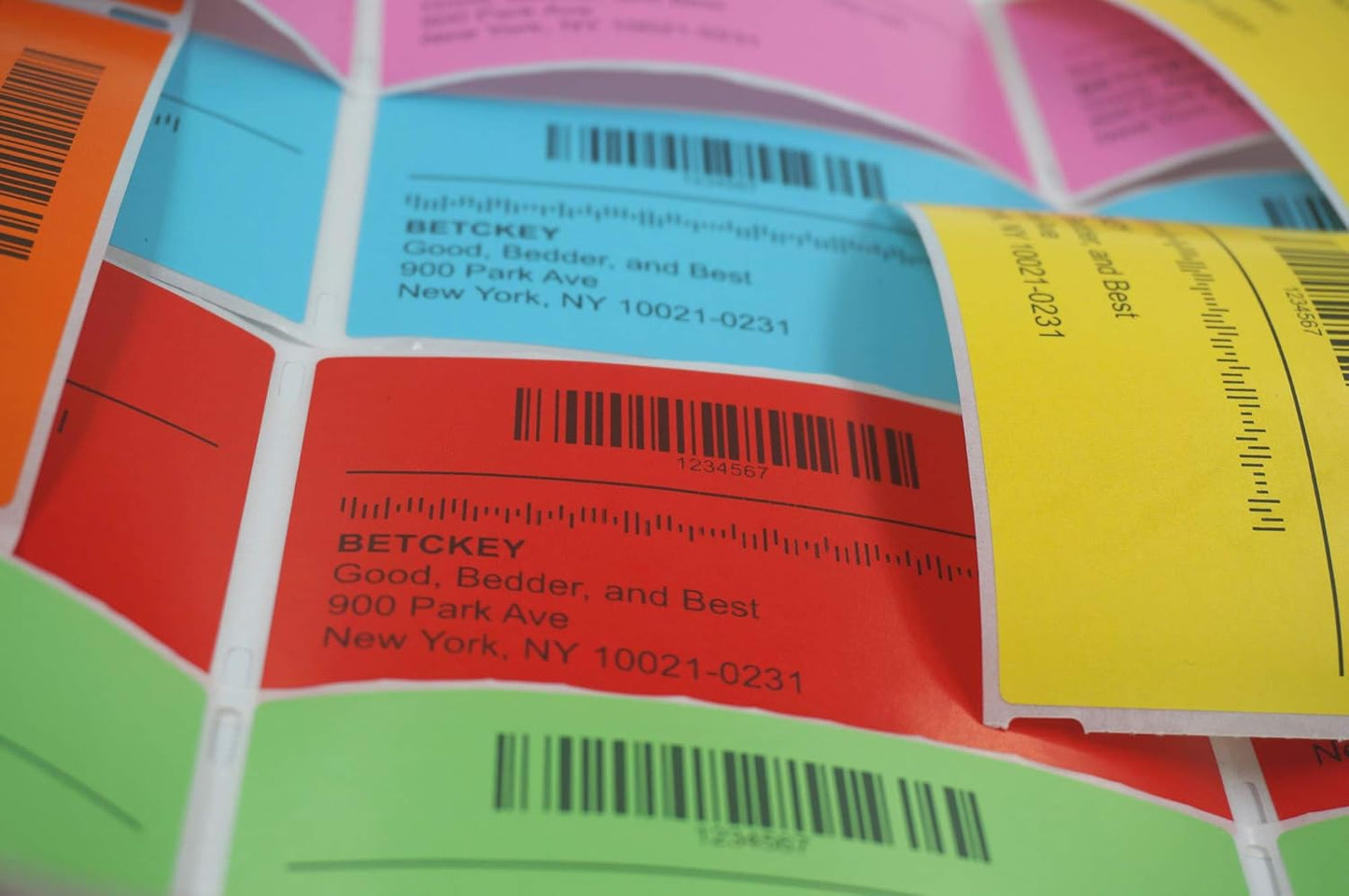 BETCKEY - 2.25" x 4" Multipurpose & Shipping Labels Compatible with Zebra & Rollo Label Printer,Premium Adhesive & Perforated[Orange, 6 Rolls, 2100 Labels]