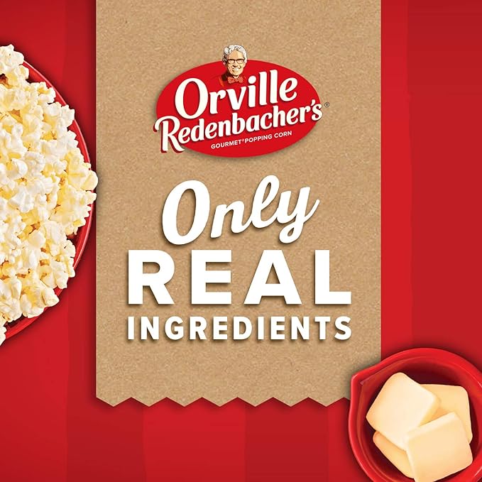 Orville Redenbacher’s Microwave Popcorn + Tub, Movie Theater Butter Flavor, 3g Fiber Per Serving, 3.9 oz. (12 Boxes)