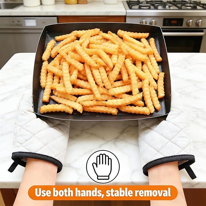 Professional-Grade 4-Pack PTFE Solid Oven Baskets, 13.5x14.5x1 Inch Non-Stick Solid Oven Trays for Commercial Kitchens & High-Volume Cooking