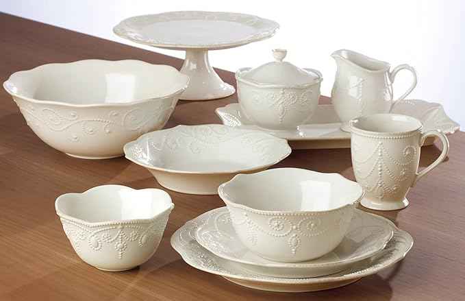 Lenox 890951 French Perle 12-Piece Plate & Bowl Dinnerware Set White