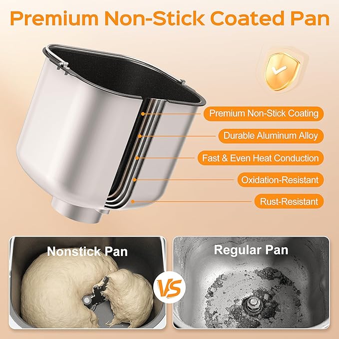 2.5LB Bread Maker with Built-in Electronic Scale, 25-in-1 Bread Machine, Beginner-Friendly with Adjustable Baking & Fermentation, Non-Stick Easy-Clean Pan, Quiet, 15H Delay, Recipes, Black