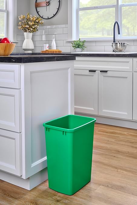 Rev-A-Shelf Polymer Replacement 35 Quart Trash Bin Recycle Waste Garbage Container for Kitchen Cabinet Pullouts, Green, 2 Pack, RV-35-19-2