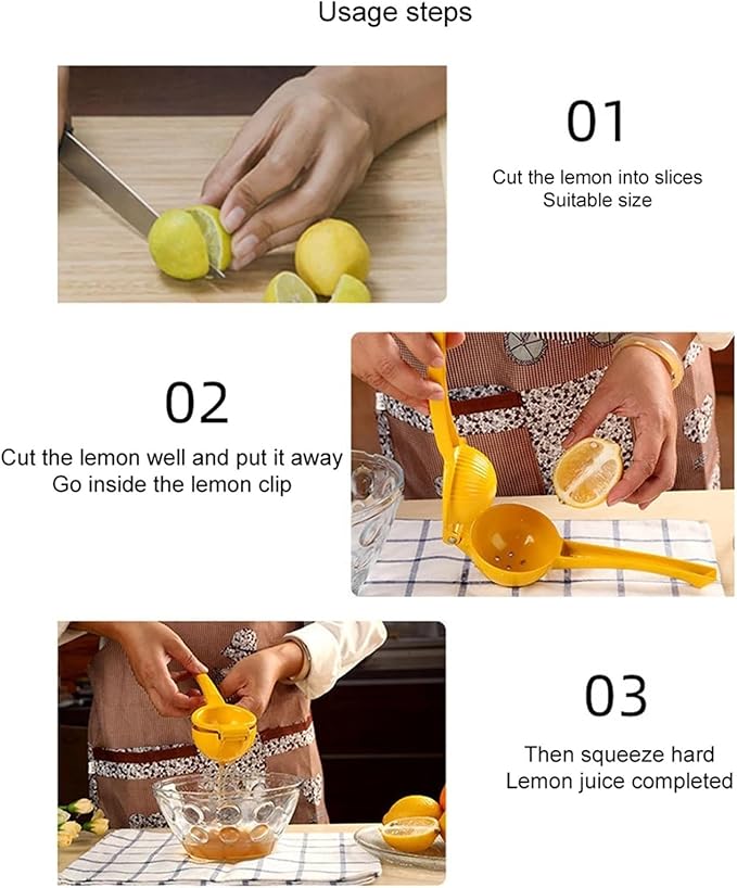 Home Manual Lemon Squeezer Aluminum Alloy Hand Pressed Citrus Orange Juicer Portable Kitchen Tool for Lime Lemon Home Use Yellow 1-5PCS(1pc)