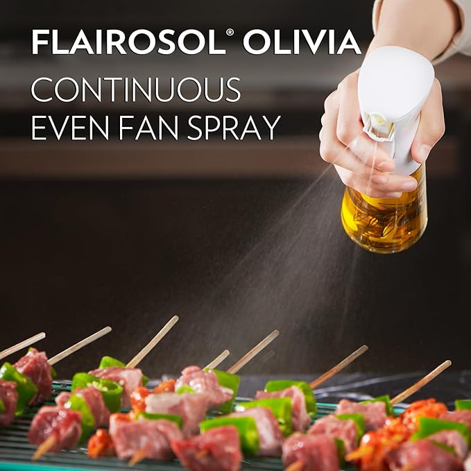 FLAIROSOL OLIVIA 130ml and 200ml Glass Oil Sprayer for Cooking, Continuous Spray with Portion Control