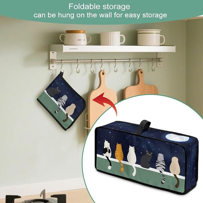 Cover for 2 Slice Slim Toaster Funny Cat Toaster Cover 2 Slice Long Slot, Heat Resistant Easy to Fold and Store Dust Covers for Kitchen Small Appliances