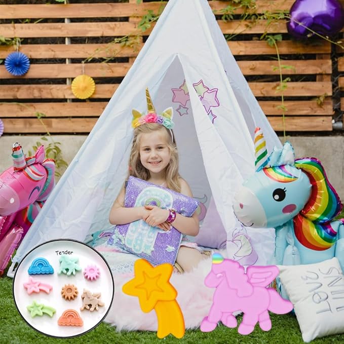 2 Pack Unicorn Molds Silicone 8 Cavity 3D Flying Unicorn Themed Baking Mould Tray with Cartoon Rainbow Meteors Sun for Kids' Party Chocolate Cake Topper Dessert Mousse Pastry Handmade Soap Crayons