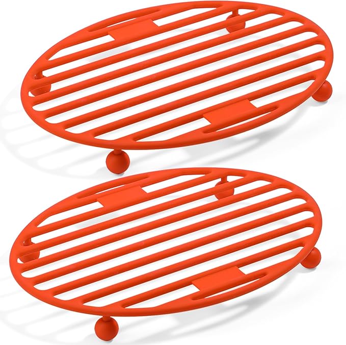 Webake 11x8 Inches Roasting Rack for Quarter & Half Sheet Pan, Silicone Oval Kitchen Rack for Roasting Pan Set of 2