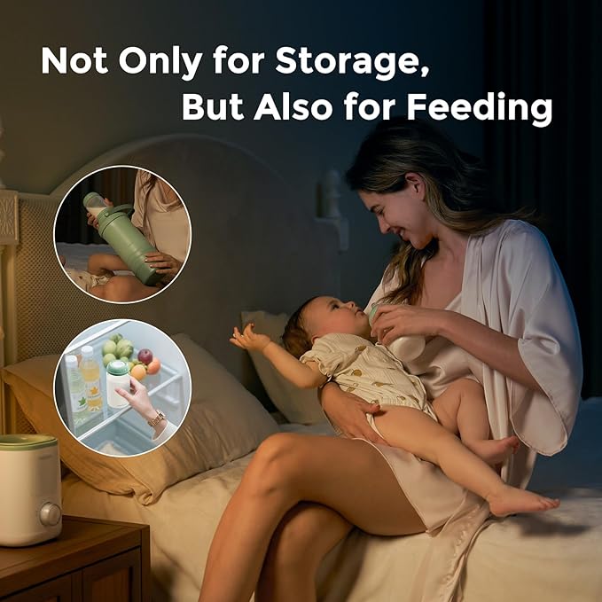 Momcozy Natural Baby Bottle, Wide-Neck, BPA Free Breast Milk Container, Storage Collection Bottle for Fridge & Milk Cooler, Breastfeeding Essential, 11 oz, 4 pcs