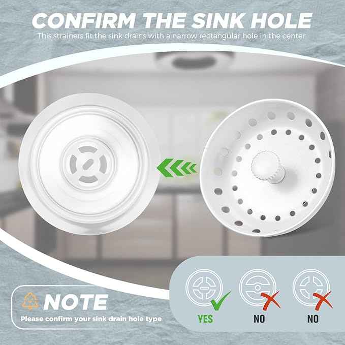 Mudder 3 Pcs Kitchen Sink Drain Strainer and Stopper Stainless Steel Garbage Disposal Plug with Handle Universal Anti-Clogging Kitchen Sink Filter Sieve Basket Strainer(Porcelain White)