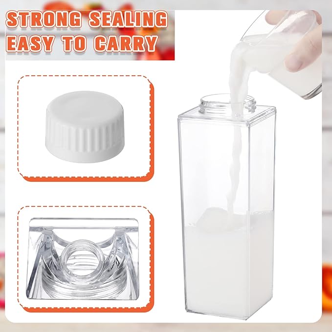 CHENGU Clear Milk Carton Water Bottle 1000 ml/ 34 Oz Portable Container Reusable Cute Plastic Milk Bottles for Juice Tea Jug Travel Camping Climbing Sports Outdoor Activities Drinking(2 Pieces)