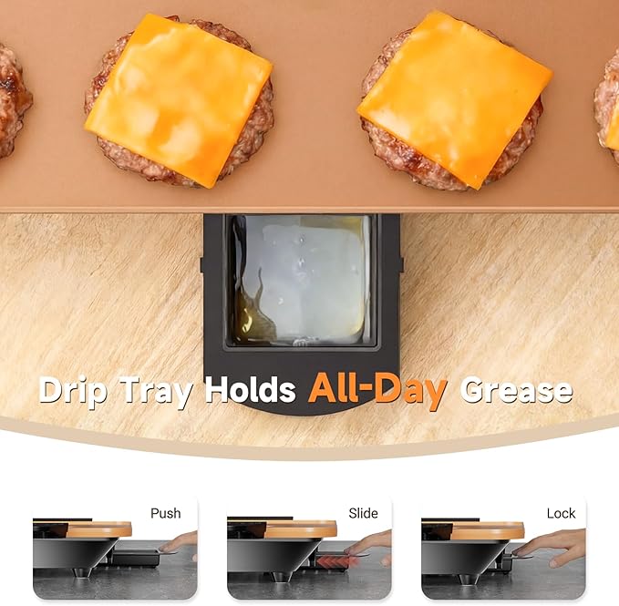 CookSimple Everyday 20"x12" Electric Griddle–1700W Nonstick PPG Ceramic Surface, Large Flat Design, Perfect for Family Meals, Pancakes&Eggs, Fast Even Heating, Easy to Clean, Ceramic Copper