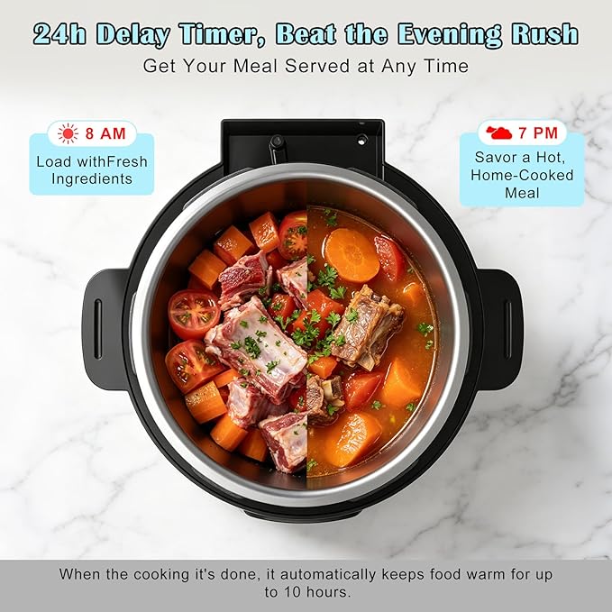 Fullwill 8QT Electric Pressure Cooker Max, 12-in-1 Multi-Use Programmable with Ceramic Non Stick Pot for Sauté,1200W Fast Cooking, Slow Cook, Steam, Yogurt, rice maker cooker,Family Meals & Gatherings