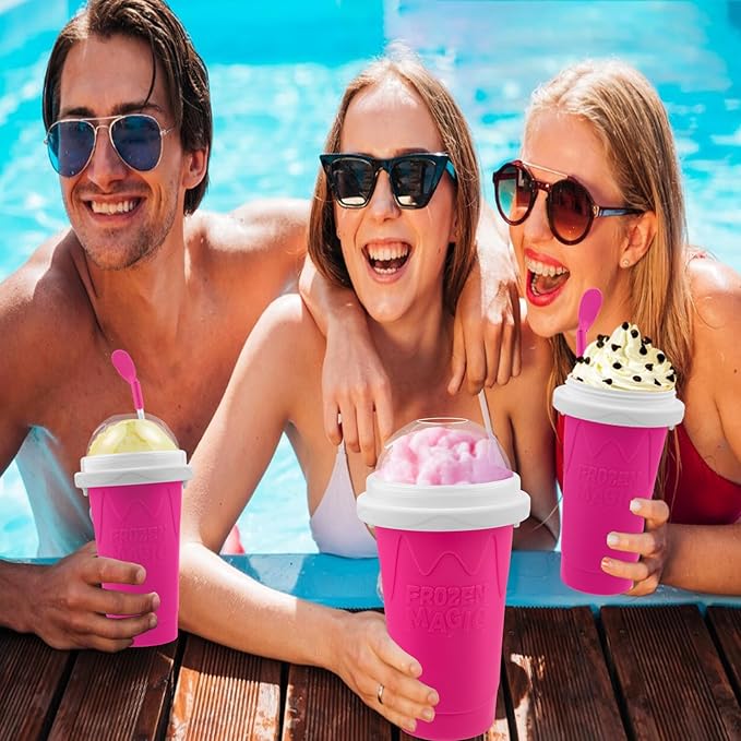 Slushie Maker Cup, DIY Magic Slushy Maker Squeeze Cups, Portable Smoothie Slushy Cup for Juices, Milk and Ice Cream Make, Double Layer Squeeze Slushy Maker Cup, Birthday Gifts for Mom Dad & Friends