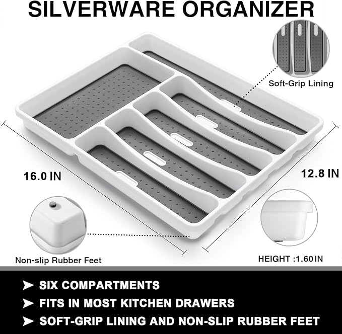 49-Piece Black Silverware Set with Organizer, Food-Grade Stainless Steel Black Flatware for 8, Cutlery Utensil Sets with Steak Knives, Rust-proof, Mirror Polished, Dishwasher Safe, Roman Column