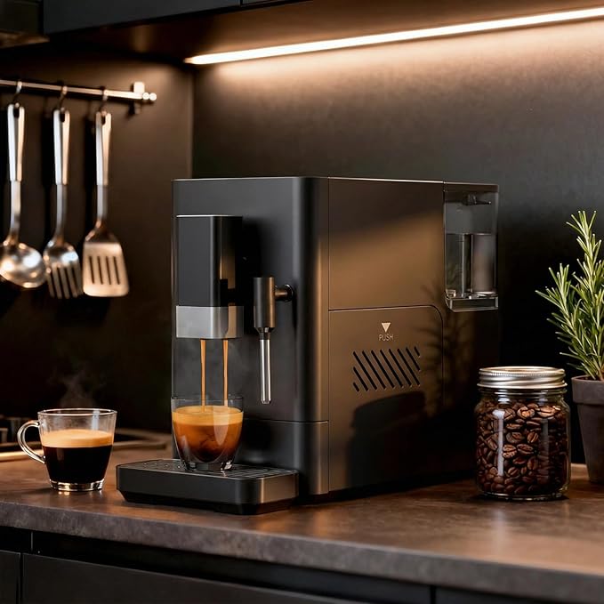 Kndko Automatic Espresso Machine, 20 Bar Coffee Maker with Grinder and Milk Frother Steam Wand, All-in-One Grind and Brew Coffee Maker, Auto Self-Cleaning, Cappuccino & Barista-Style