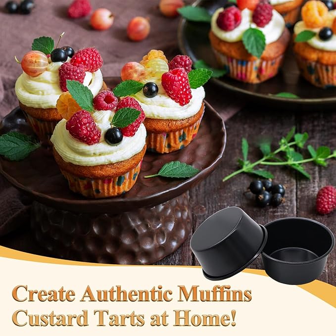 8PCS Nonstick Muffin Pans Carbon Steel Pudding Cups, Individual Cupcake Popove Pans for Baking Muffins, Cheese Pudding, Egg Tarts