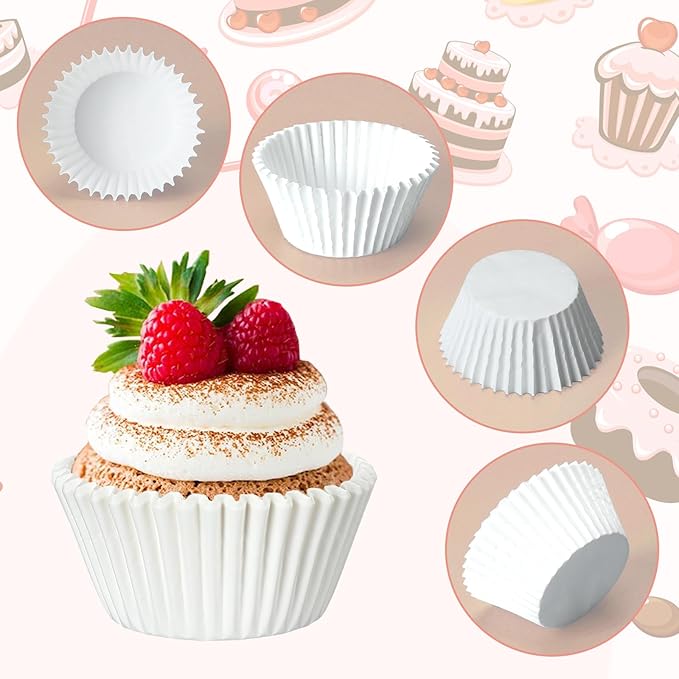 Jinei 5000 Pcs White Cupcake Liners Bulk Baking Cups Wrappers Pack 1.97 Inch Paper Muffin Liners for Disposable Standard Cupcakes Muffins Nuts Wedding Birthday Party Baby Shower Festivals(White)