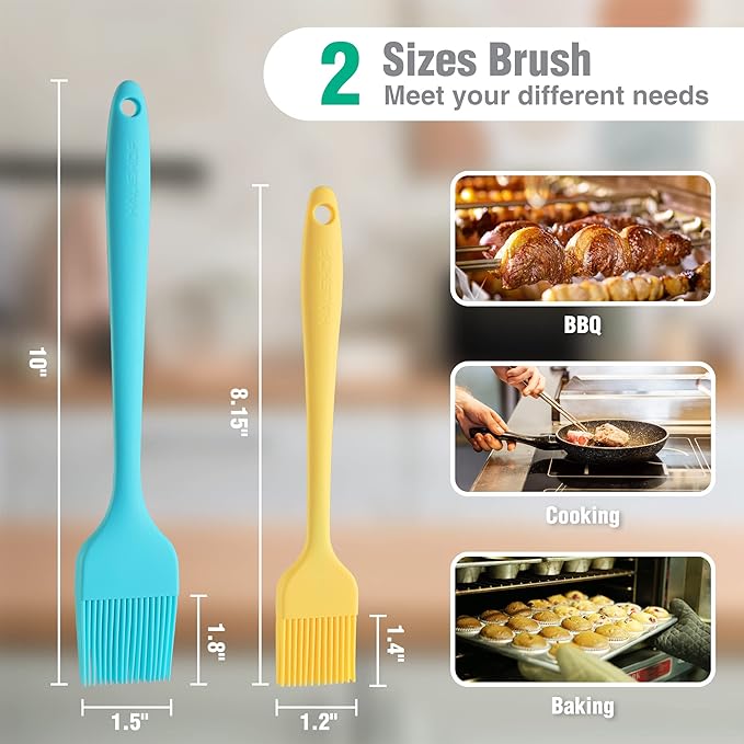HAUSHOF Silicone Basting Pastry Brush, Heat Resistant Pastry Brush Set HAUSHOF 5.3QT Enameled Cast Iron Dutch Oven with Lid, Non-Stick Pot for Baking, Stewing, Rosting, White