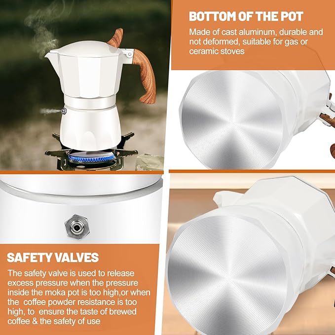 3 Cup Aluminum Espresso Stovetop Moka Pot Express Coffee Maker Percolator Italian Classic Mocha Coffee Machine for Italian and Cuban Cafe Brewing for Home & Camping 150ml 5oz