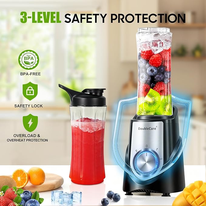 Blender for Smoothies,32,000 RPM Smoothie Blender, Personal Blenders with 6 Sharp Blade,with 20oz Portable Cup and To-Go Lids, Self Cleaning,Portable Juicer for Ice Crushing & Milkshakes