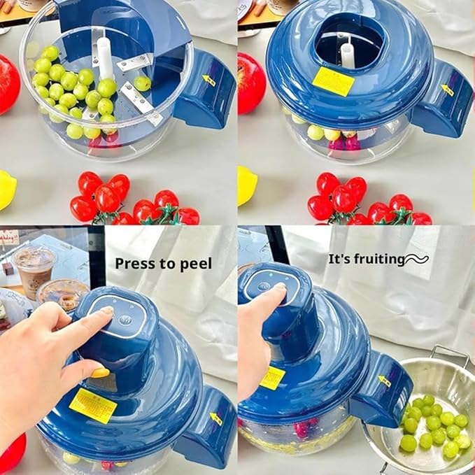 Grape Peeling Machine, Electric Garlic Peeler Machine, Automatic small fruit peeler, Rechargeable Home Kitchen Aid Peeler for Grapes, Garlic, Tomato, Cherry (Blue)