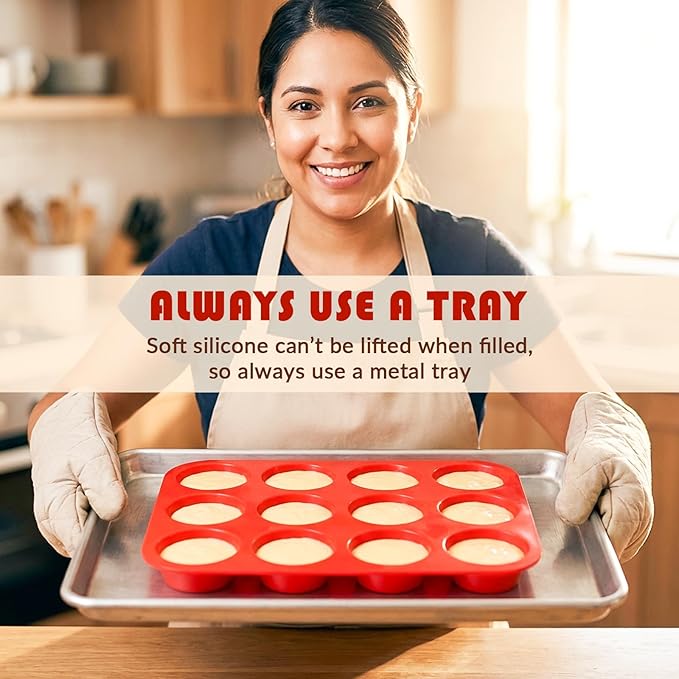 HKNMTT Silicone Muffin Pan for Baking, Cupcake Egg bites Brownie Mold 12 Cup Regular Size, Oven Safe BPA Free kitchen Appliances 2 Pack