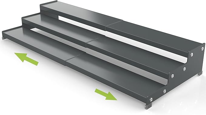 Jojocross Spice Rack Organizer for Cabinet, 3 Tier Expandable Spices Storage, Great for Kitchen Cabinets, Cupboard,Pantry and Countertop More(Gun-Gray, 1 PACK/GUN-GRAY)