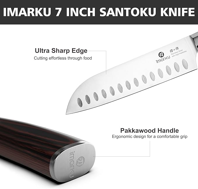 imarku 3 Pieces Knife Set, Japanese High Carbon Stainless Steel Chef Knife Set, Professional Chef Knives with Ergonomic Pakkawood Handle, Ultra Sharp Cooking Knives for Kitchen & Home Cooking