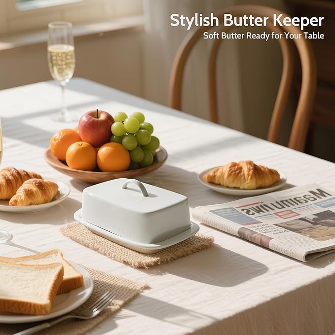 Sweese Large Ceramic Butter Dish with Lid for Countertop