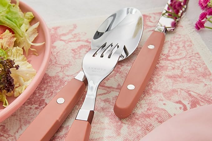 ANNOVA Silverware Set, Retro/Rivet Colorful Stainless Steel Tableware Kitchen Flatware Set Utensils, Includes Dinner Knives, Forks, Spoons, Salad Forks & Dessert Spoons (Brown, 20 Pieces)