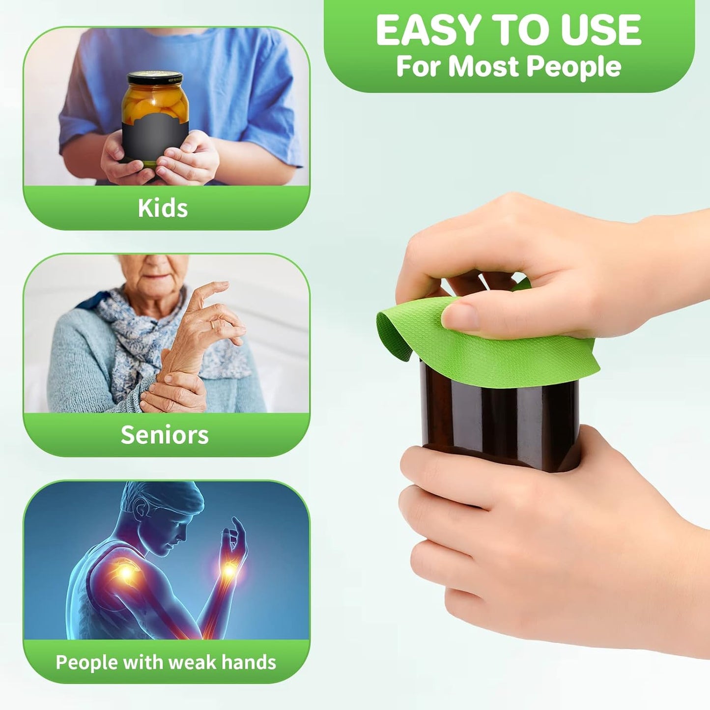 Leezmark 6pcs Jar Opener Gripper Pads, Rubber Jar Grippers Multi-function Jar Opener for Seniors with Arthritis Weak Hands Kitchen Coasters(Green, Blue)