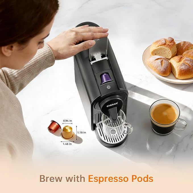 CHULUX Upgrade Bafè-Pro Espresso Machine for Nes Original Pods, 20Bar Rapid Extraction Home Espresso Coffee Maker for Espresso & Lungo, Black
