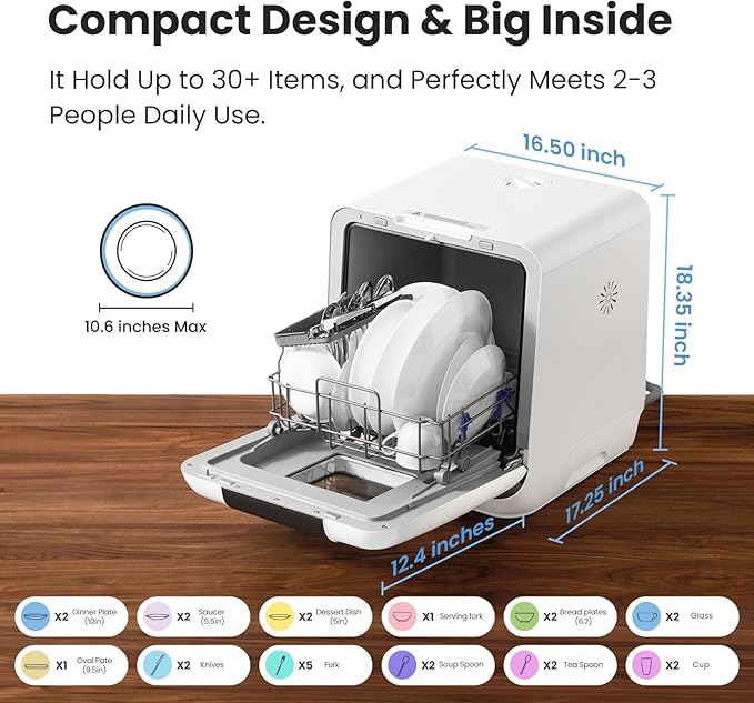 COMFEE' Countertop Dishwasher Bundle with Zojirushi 5-1/2-Cup Neuro Fuzzy Rice Cooker, White