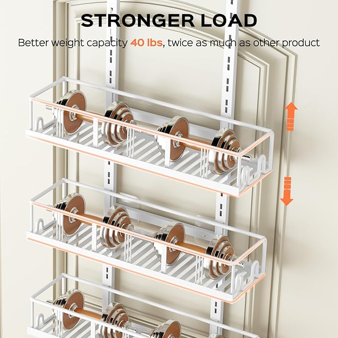 Bunoxea White 8-Tier Over The Door Pantry Organizer, Pantry Organization And Storage, Metal Hanging Spice Rack Shelves Door, Home & Kitchen Essentials, Laundry Room Bathroom Organization