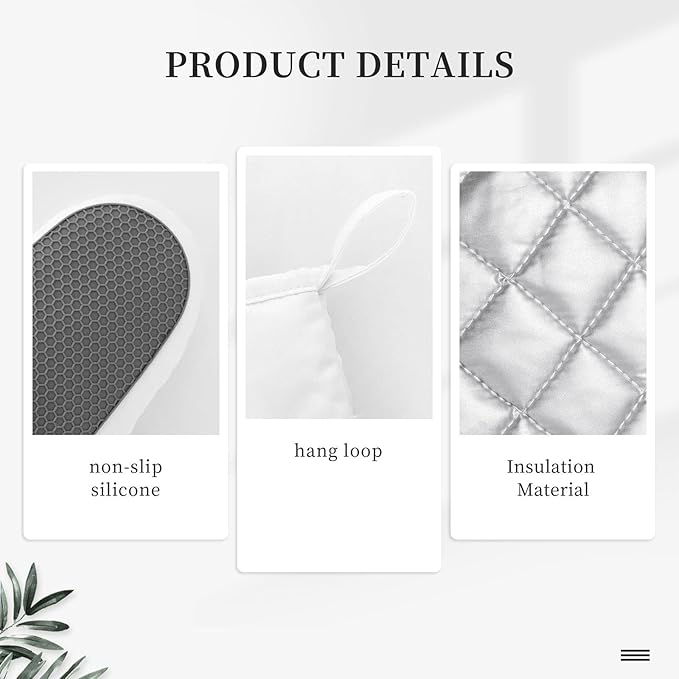 Oven Mitts and Pot Holders Rose Flower Vintage Botanical Silicone Kitchen Accessories Set of 4 Heat Resistant Long Gloves Potholder Non-Slip Grip for Chef Cooking Baking Grilling BBQ