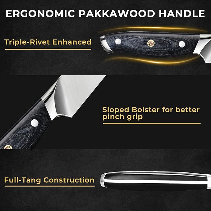 Brisket Knife, 12 Inch Carving Knife for Meat, Razor Sharp High Carbon Steel, Full Tang Ergonomic Pakkawood Handle Slicing Knives for Roast Beef, BBQ, Turkey, Grilling Gift for Men