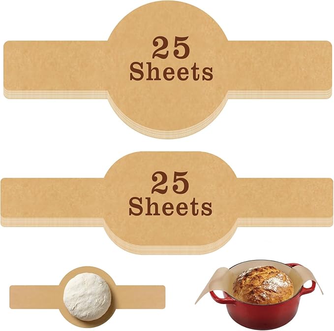 PLAPITATE Parchment Bread Sling for Dutch Oven, Non-Stick Unbleached Bread Baking Mat, 50 Pcs Disposable Bread Sling for Sourdough Tools ＆ Accessories (Oval and Round)