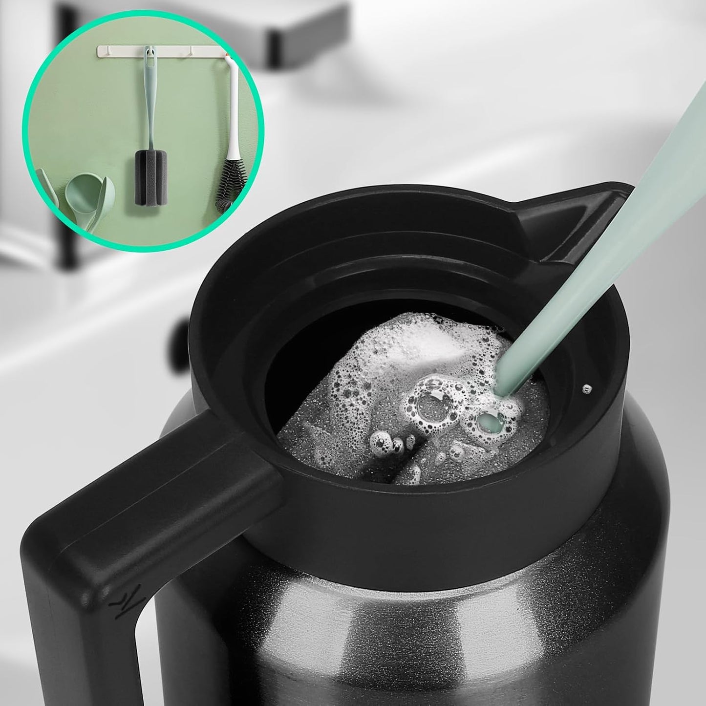 ShineMe Thermal Coffee Carafe, 40oz(1.2L) Stainless Steel Coffee Carafe for Keeping Hot Liquids, Travel Size Insulated Thermal Carafes for Coffee, Tea, Water, Beverage Dispenser(Black)