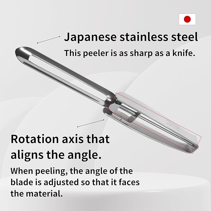 Stainless Steel Peeler, Long Vegetable Peeler, with plastic safety cover, 8.5 inch, Seki Japan