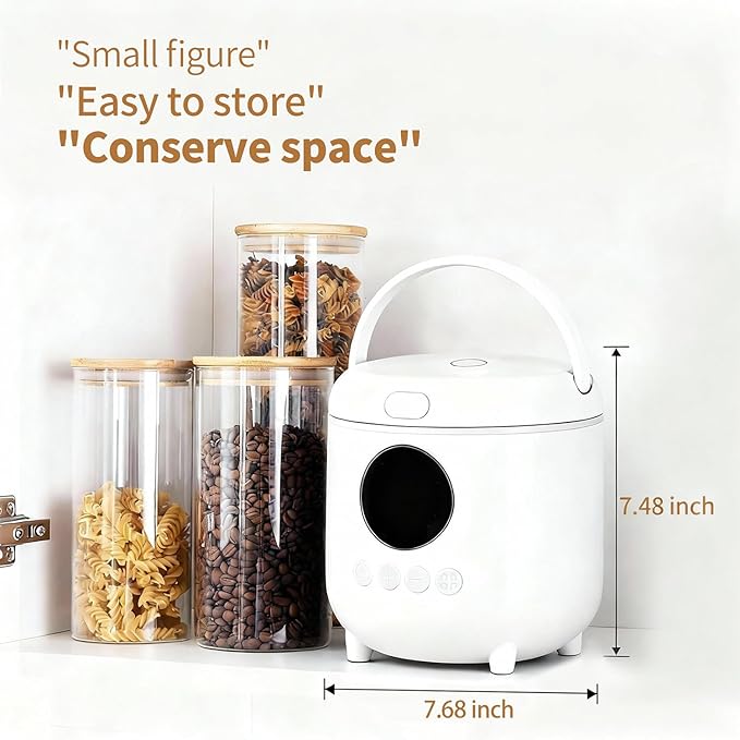 Small Rice Cooker, 2-Cups Uncooked/4-Cups Cooked with Handle, 6 Intelligent Cooking Modes for White Rice, Quinoa, Oatmeal - with Nonstick Inner Pot, Measuring Cup & Serving Spoon, 1.6L Capacity