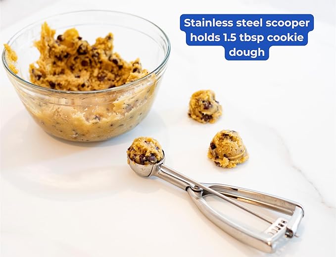 Jenaluca Medium Scoop - Cookie & Mini Cupcake Scooper - 1.5 tablespoon Disher #50 stainless steel baking scoop