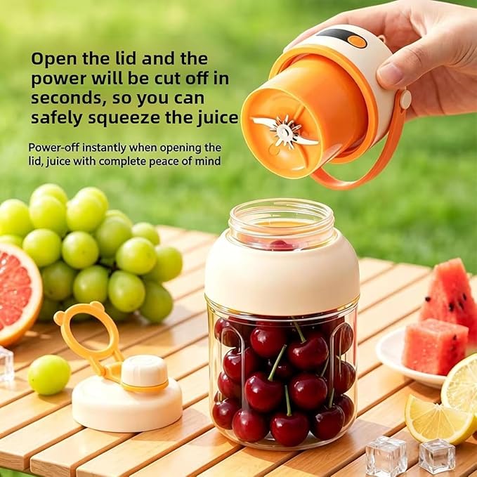 Portable Electric Juicer Cup with Zero Cord Hassle, 33 Oz Cordless Personal Juicer Cup, Digital Display Portable Juicers Blender with Stainless Steel Blades, USB-C (orange-800ml)