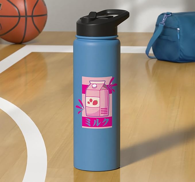 Funny Kawaii Japanese Strawberry Milk Shake Carton Milkshake Stainless Steel Insulated Water Bottle