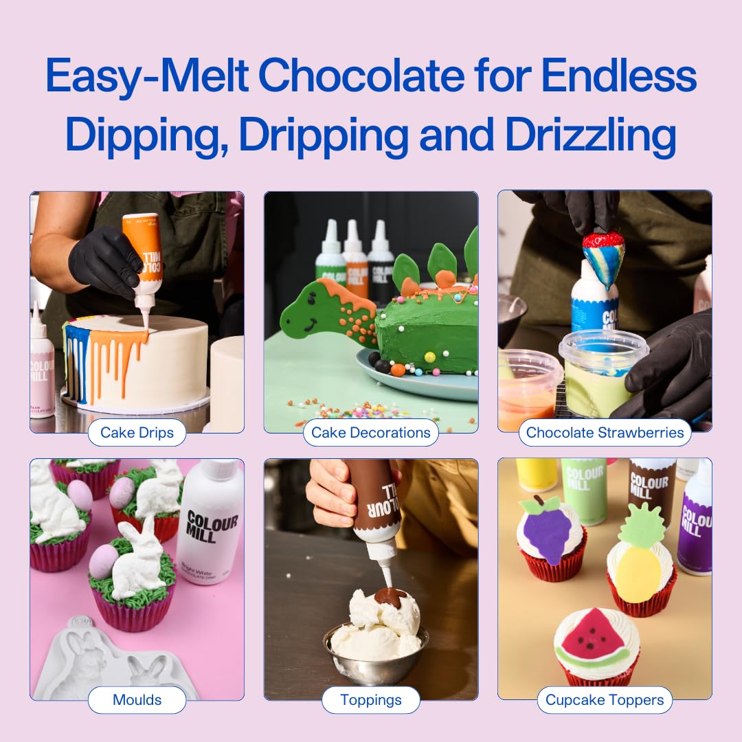 Colour Mill Chocolate Drip Easy-Melt Drizzle for Desserts, 125 Grams Dusk